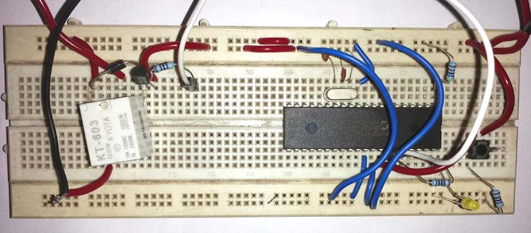 Circuit hardware for Interfacing Relay with PIC Microcontroller