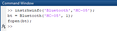 Code for Connecting MATLAB to HC-05 for Sending Data