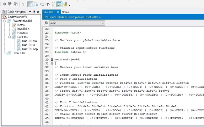 Codevision workspace