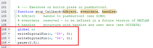 Command to stop DC motor in MATLAB