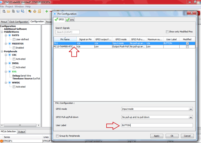 Configure User Label in STM32CubeM