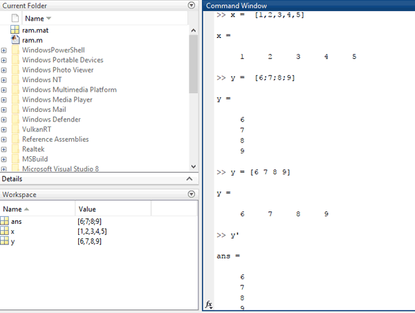 matlab vector code