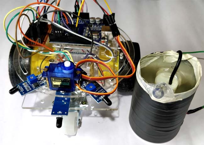 DIY Arduino based Fire Fighting Robot Hardware setup