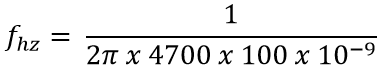 Frequency calculation at C equals to 100nf and R equals to 4.7k