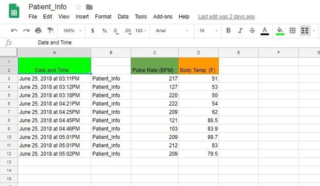 Getting Patient Info on Spredsheet