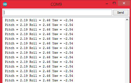 Getting Value of Pitch Roll Yaw serially