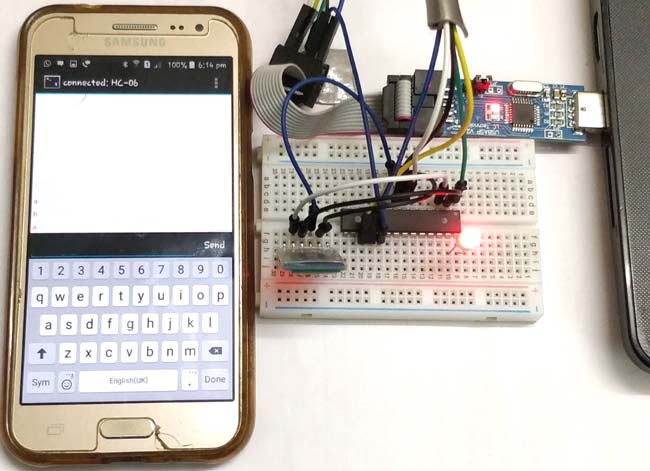 HC-05 Bluetooth module with Atmega8 in action