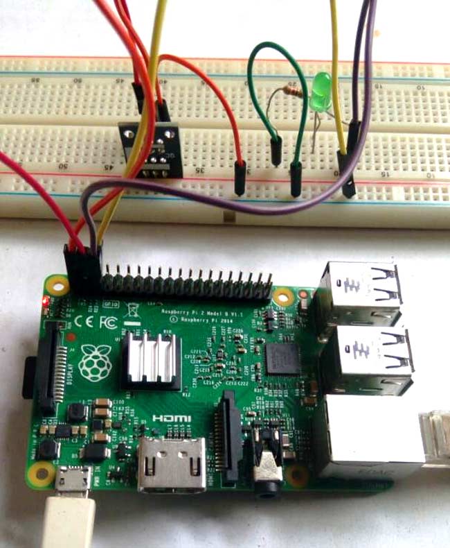 Interfacing Hall Sensor with Raspberry Pi circuit hardware