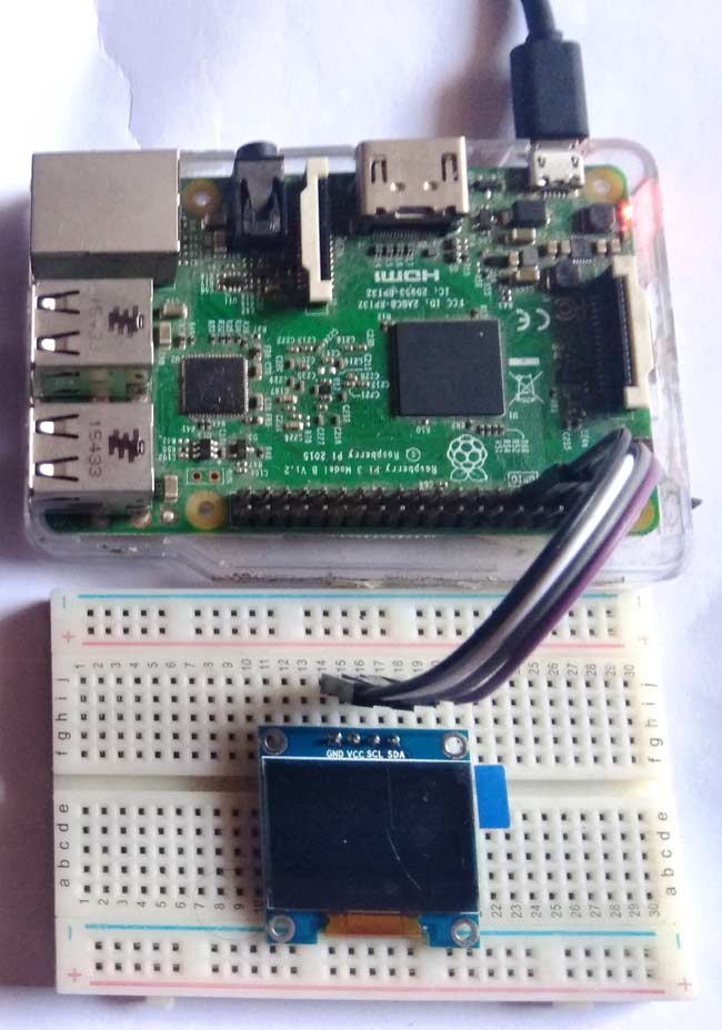 Interfacing OLED Display with Raspberry-Pi circuit hardware