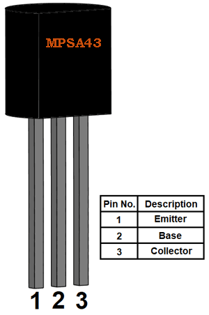 MPSA43 NPN -transistor Pinout