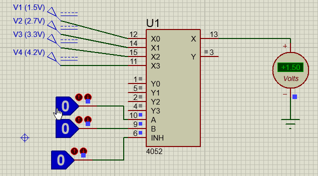 Multiplexer Simulation using IC4052