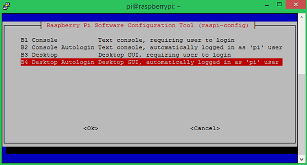 Navigate to Boot option in Pi