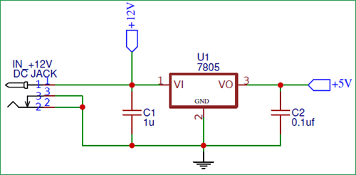 Positive 5V Regulator circuit using IC7805