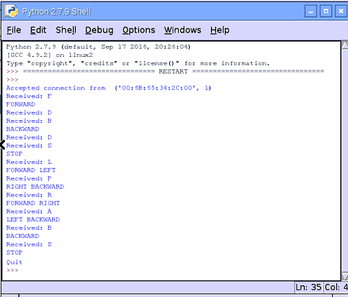 Python Commands for Remote control car