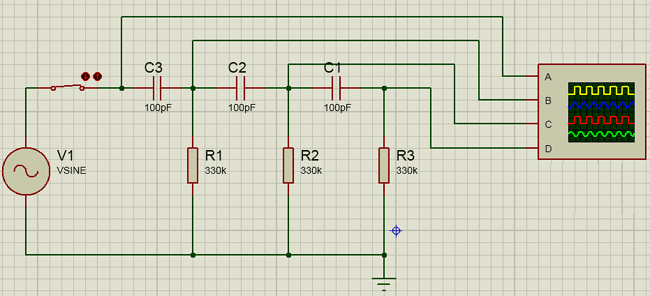 RC Oscillator Circuit Simulation using Proteus