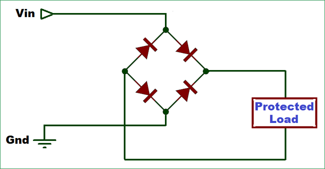 Reverse Polarity Circuit Protection Using Diodes 