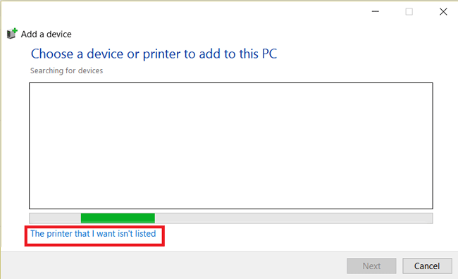 Recherche d'imprimante disponible dans Windows