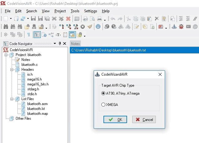 how to connect hc-05 to avr in codevision