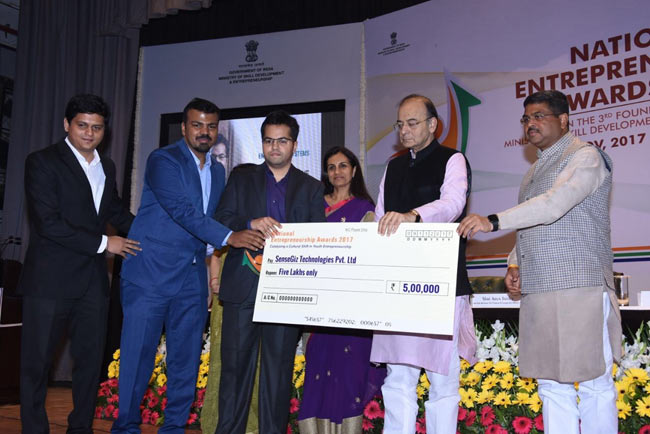 SenseGiz won the Indian National Entrepreneurship award