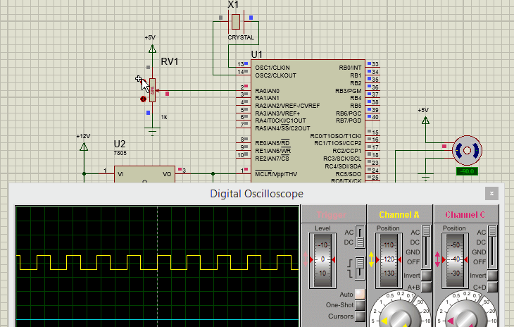 Simulation for Generating PWM signals on GPIO pins of PIC Microcontroller Controlling Servo Motor