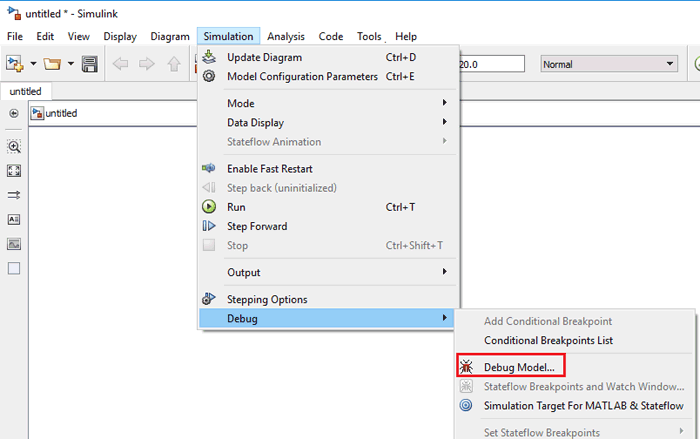 Start Simulink Model Debbuger