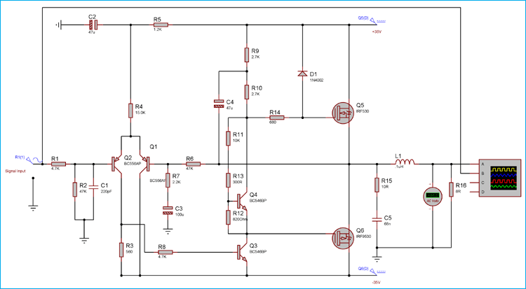 50 Watt Power Amplifier Circuit Diagram Using Mosfets