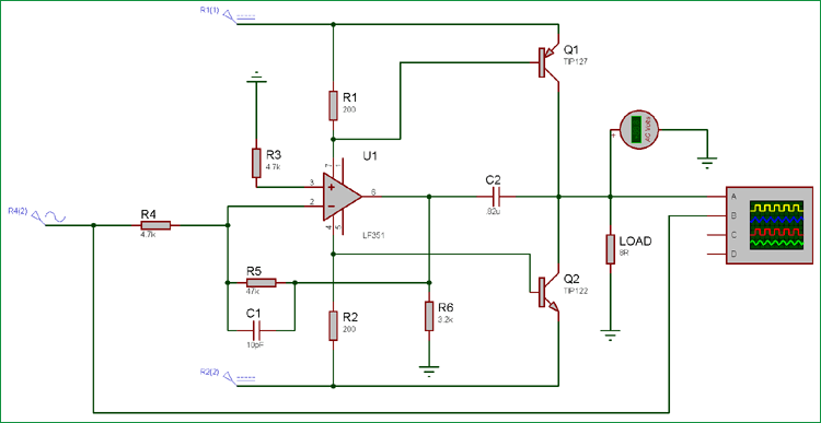 10 Watt Audio Amplifier Circuit Diagram Using Op Amp And Power Transistors