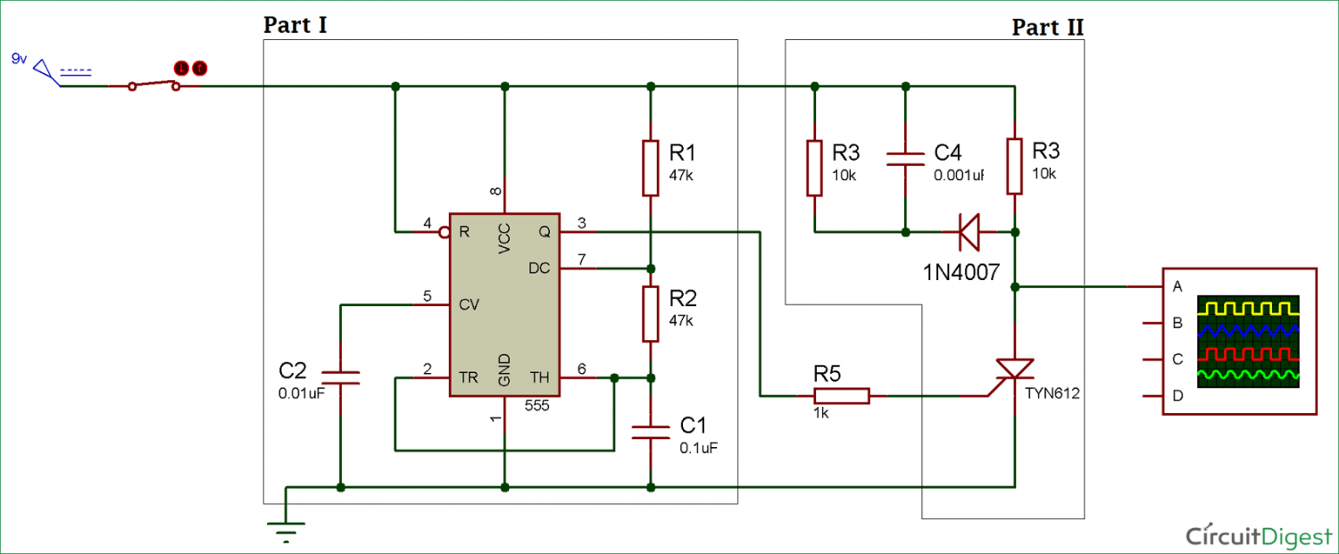 Thyristor Switching Circuit diagram without Snubber