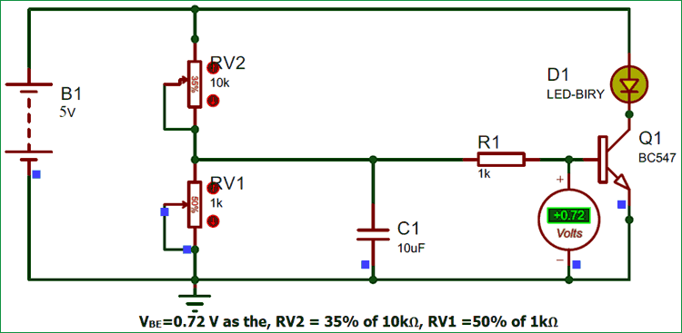 Transistor acting as a switch in thermostat circuit