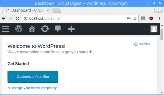 Wordpress website running on Raspberry webserver