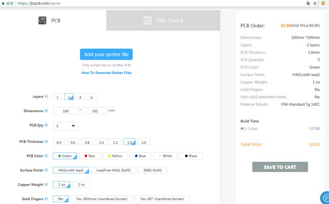 ordering pcb from jlcpcb upload gerber file
