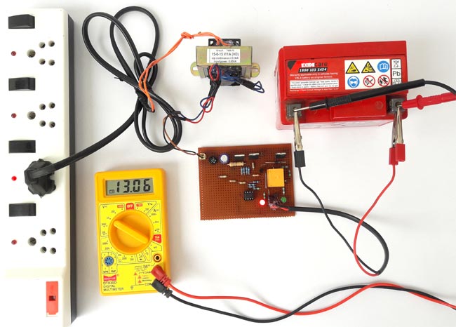 working of float charger circuit for 12v battery