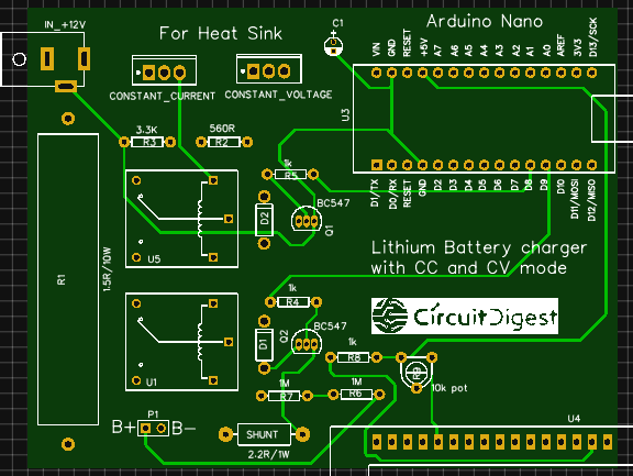 After Fabrication Photoview of Lithium Charge PCB in EasyEDA