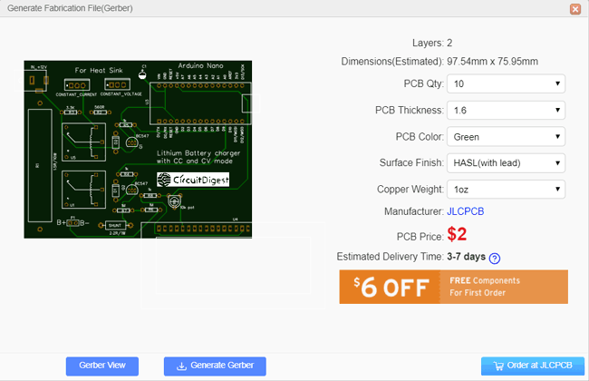 Calculating Cost for the Lithium Charger PCB