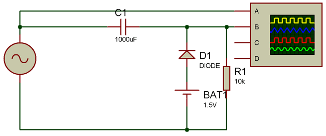 Circuit Diagram for Positive Clamper with positive bias