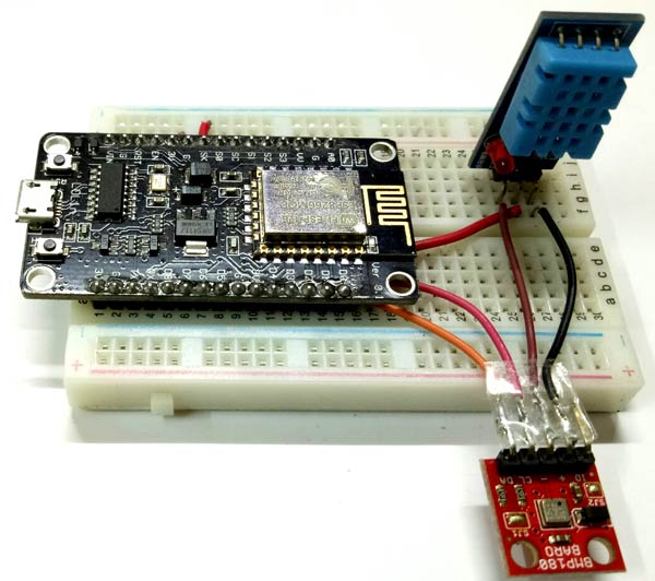 Circuit Hardware for IoT Weather Station using NodeMCU