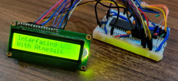 Circuit Hardware for 16x2 LCD with Atmega16 AVR Microcontroller