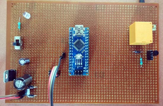Circuit Hardware for Arduino Controlled Water Fountain using Sound Sensor