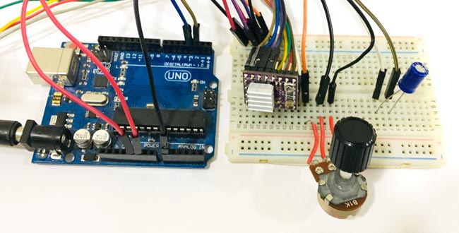 Circuit Hardware for Control NEMA 17 Stepper Motor with Arduino and DRV8825