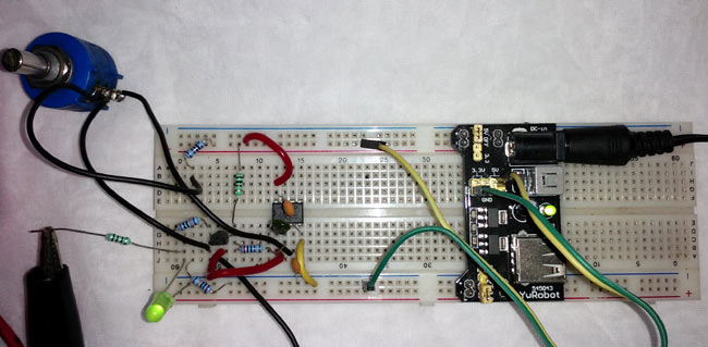 Current Loop Tester Circuit on Breadboard using Op-Amp