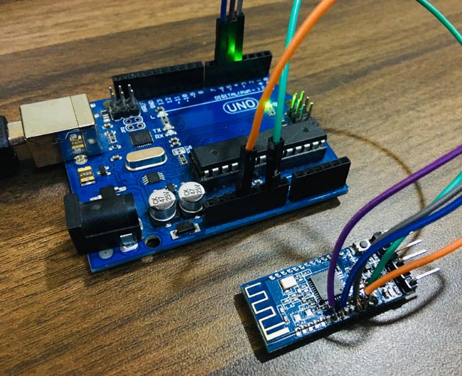 Circuit Hardware for Flashing the Firmware on Clone HM-10 BLE Module using Arduino Uno