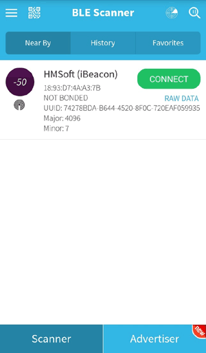 Connecting to HM10 iBeacon using BLE Scanner Android App