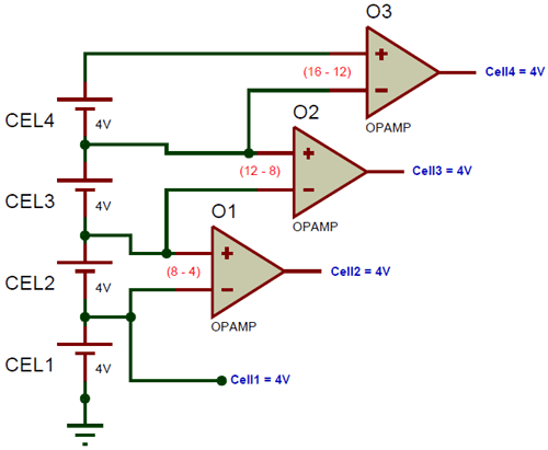 Differential Circuit to Measure Individual Cell Voltage
