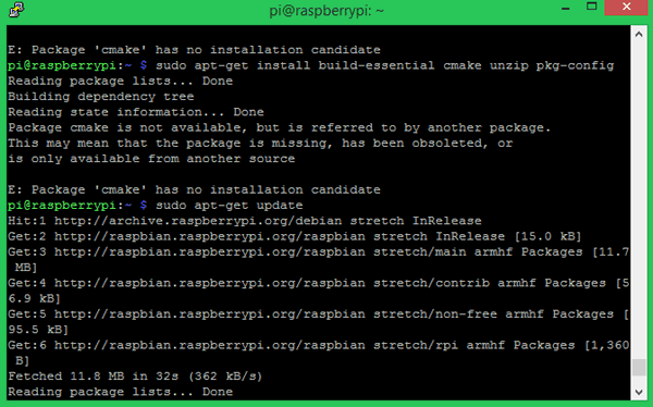 cmake command not found raspberry pi