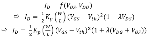 Drain Current Formula for Current Mirror Circuit using Transistor