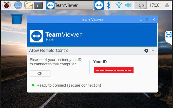Enter the TeamViewer ID of Raspberry Pi