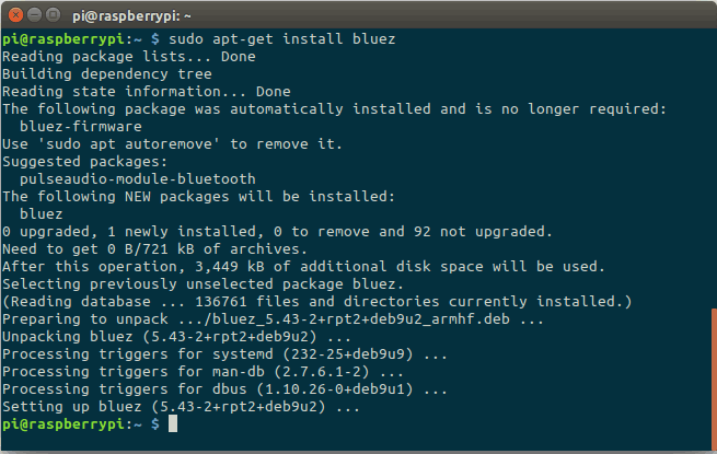 Installing BlueZ in Raspberry Pi