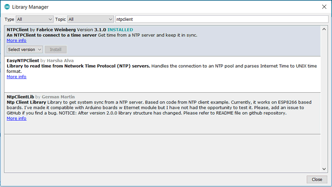 Installing NTPClient Library in Arduino IDE