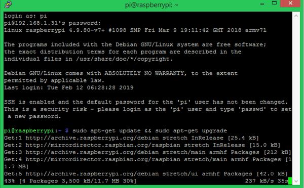 Login to Pi Installing OpenCV on Raspberry Pi using CMake