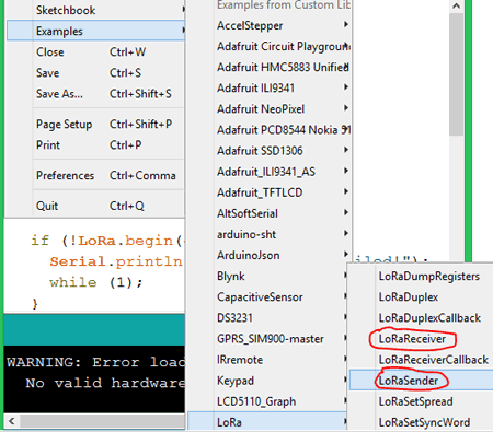 Lora Sending Example with Arduino IDE LoRa Wireless Communication